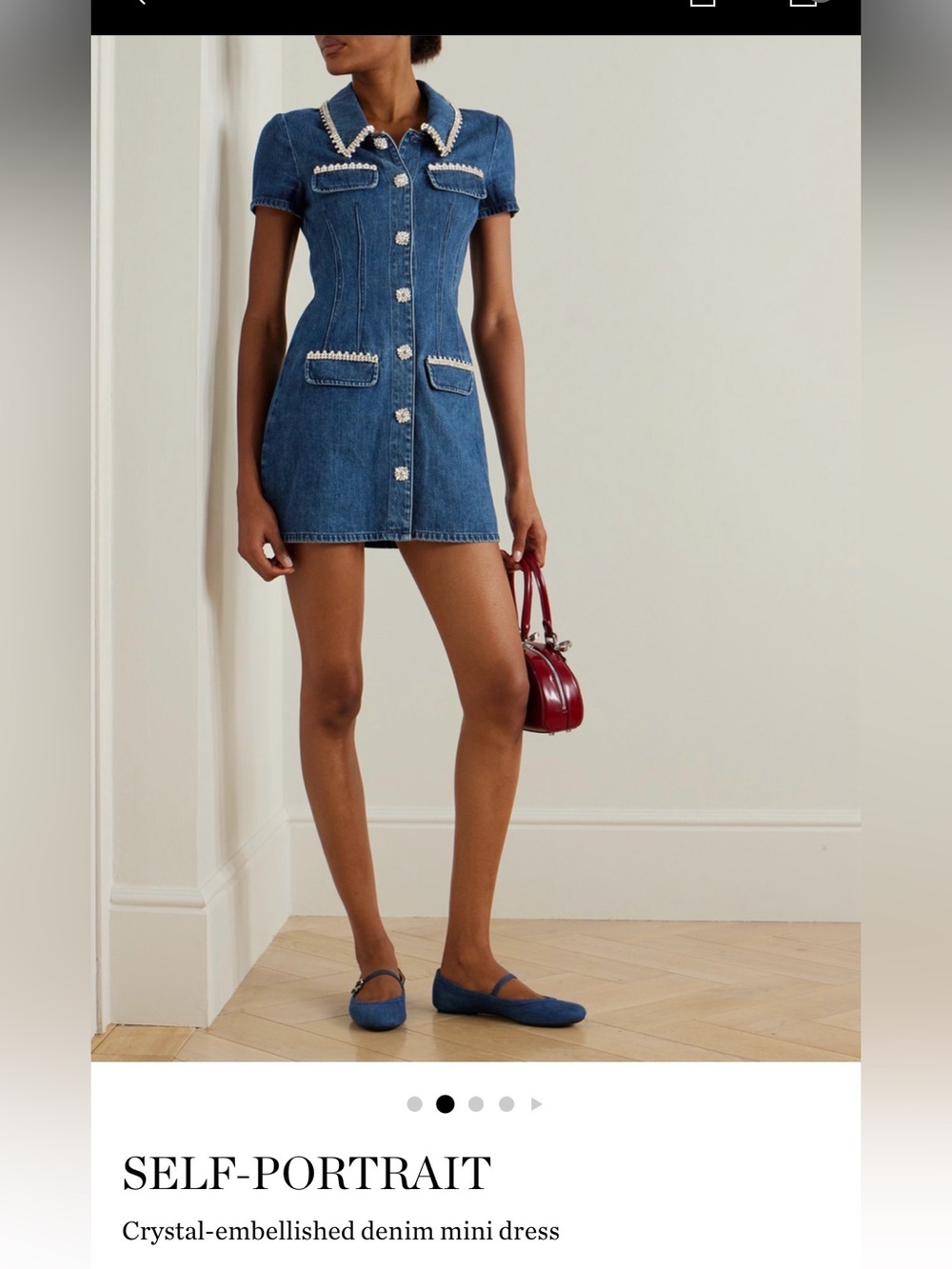 SELF-PORTRAIT
Crystal-embellished denim mini dress